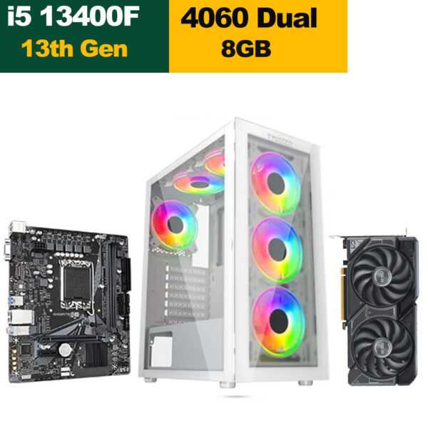 Customised Gaming i5-13400F, H610 Motherboard, 16GB RAM DDR4, 1TB SSD NVME, RTX 4060 8GB VGA, 750 Watt PSU, Twisted Minds Manic Shooter 03 Mid Case, Windows 11 Pro Licence