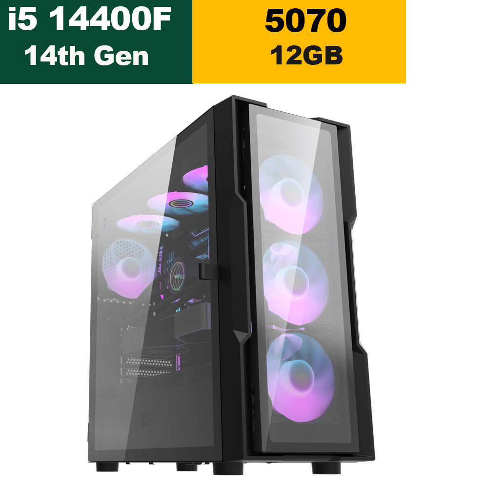 Gaming PC, i5-14400F,, RTX 5070 12GB, 16GB DR5, 1TB M.2 Nvme