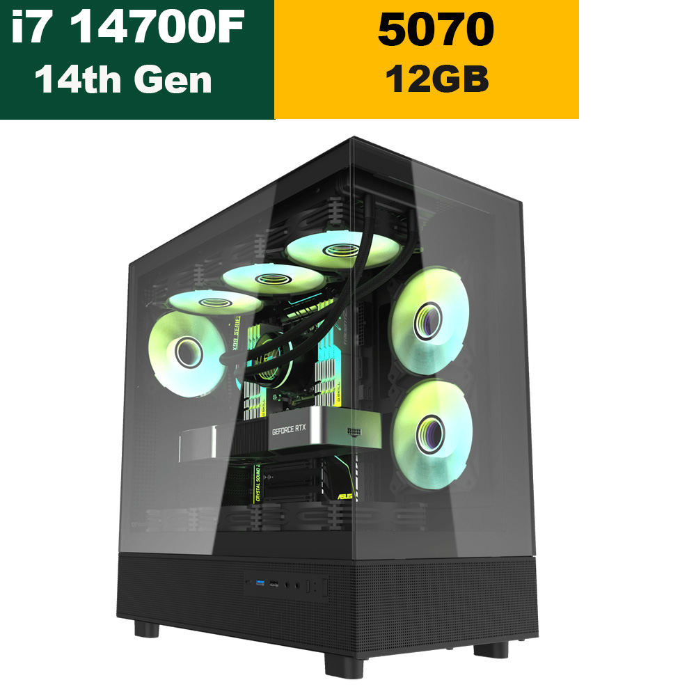 Gaming PC, i7-14700F,, RTX 5070 12GB, 32GB DR5, 1TB M.2 Nvme